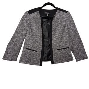 Black Label by Evan-Picone Black White Tweed blazer career wear professional Med